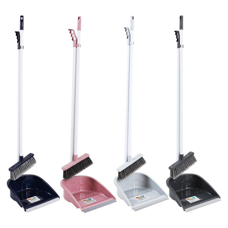 Dust Pan Handle Broom Upright Sweep Long Handled Dustpan and Brush Set